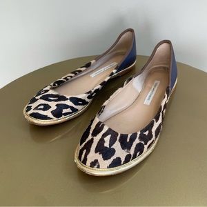 Diane Von Furstenberg Botswana Leopard Calf Hair Flats Womens Size 8